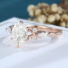 LisaJewelryUS Oval Cut Lab Diamond Rose Gold Diamond Twisted Engagement Ring 2
