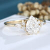 LisaJewelryUS Pear Shaped Lab Diamond Solid Gold Engagement Ring 1