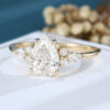LisaJewelryUS Pear Shaped Lab Diamond Solid Gold Engagement Ring 2