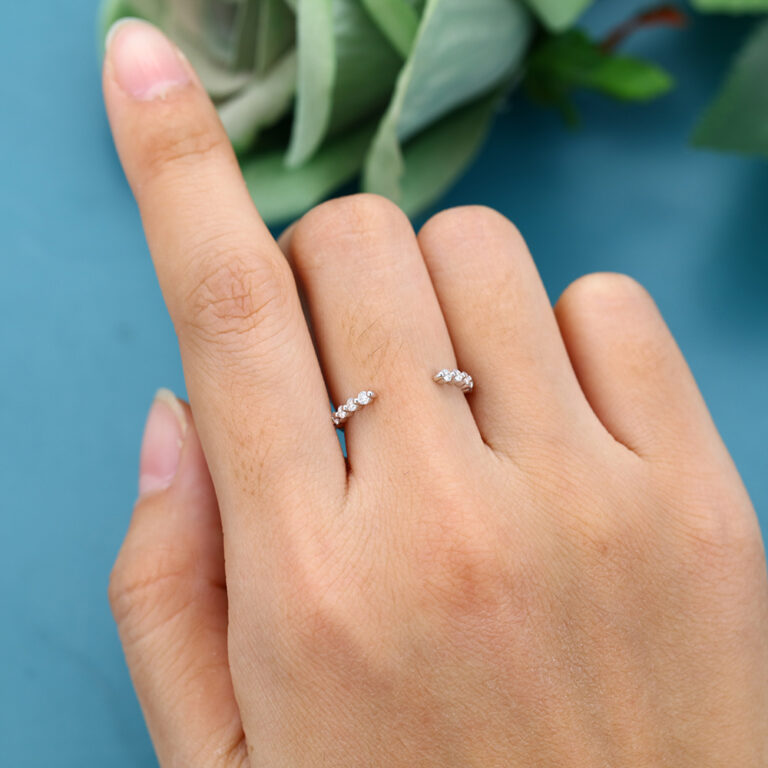 14K Rose Gold Marquise Cut Lab Diamond Ring Simple Wedding Rings