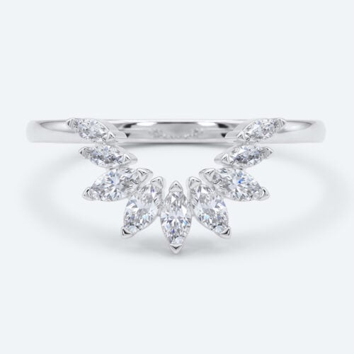 Marquise Cut Lab Grown Diamond Curved Wedding Band Stacked Wedding Rings