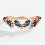 Blue Topaz Rose Gold Ring Marquise Ring Vintage Stackable Band