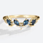 Blue Topaz Yellow Gold Ring Marquise Ring Vintage Stackable Band
