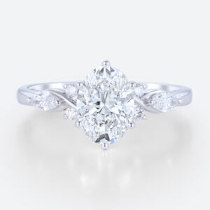 Oval 1.5ct Lab Diamond Ring Unique 6-Prong Engagement Rings in White Gold