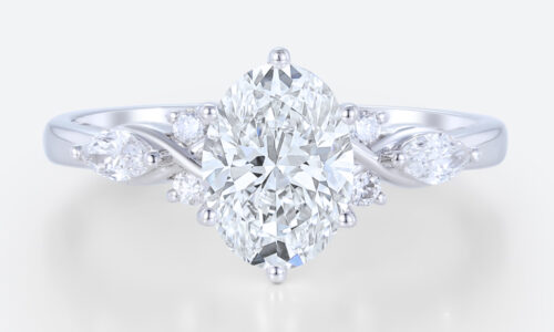 Oval 1.5ct Lab Diamond Ring Unique 6-Prong Engagement Rings in White Gold