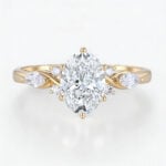 Oval 1.5ct Lab Diamond Ring Unique 6-Prong Engagement Rings in Yellow Gold