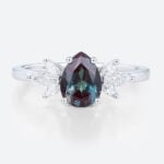 1ct Pear Shaped Lab Alexandrite Ring White Gold Simple Vintage Engagement Rings