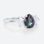 1ct Pear Shaped Lab Alexandrite Ring White Gold Simple Vintage Engagement Rings