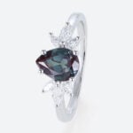 1ct Pear Shaped Lab Alexandrite Ring White Gold Simple Vintage Engagement Rings