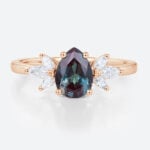 1ct Pear Shaped Lab Alexandrite Ring Rose Gold Simple Vintage Engagement Rings