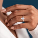 Pear Ring 1ct Lab Created Diamond Rings 3/4 Twisted 3-Prong Rings​ in Yellow Gold
