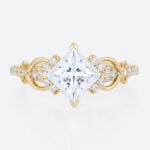 14K Yellow Gold Princess Cut Lab Grown Diamond Engagement Ring