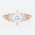 14K Rose Gold Princess Cut Lab Grown Diamond Engagement Ring