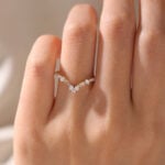 14K Rose Gold Marquise Cut Morganite Curved Wedding Band Diamond Wedding Band