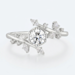 0.5ct Round Cut Lab Diamond Ring Bypass 6-Prong Engagement Ring in White Gold