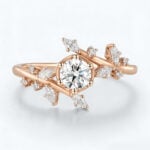 0.5ct Round Cut Lab Diamond Ring Bypass 6-Prong Engagement Ring in Rose Gold