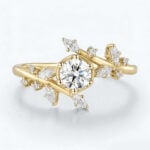 0.5ct Round Cut Lab Diamond Ring Bypass 6-Prong Engagement Ring in Yellow Gold