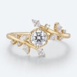 0.5ct Round Cut Lab Diamond Ring Bypass 6-Prong Engagement Ring in Yellow Gold
