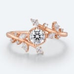 0.5ct Round Cut Lab Diamond Ring Bypass 6-Prong Engagement Ring in Rose Gold