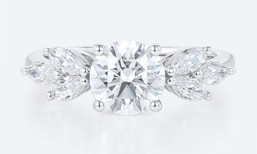 White Gold Rings Round Cut 4-Prong Lab Created Diamond Rings​