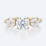 Yellow Gold Rings Round Cut 4-Prong Lab Created Diamond Rings​