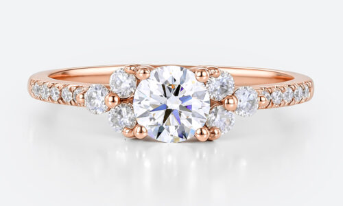 Rose Gold Ring 0.5ct Round Cut Pavé Cluster Lab Diamond Ring