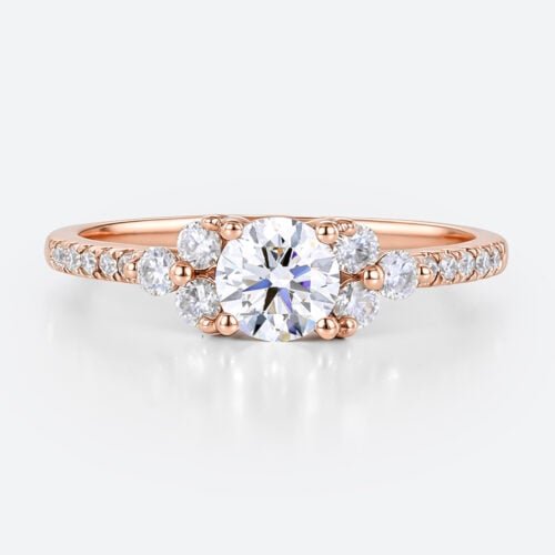 Rose Gold Ring 0.5ct Round Cut Pavé Cluster Lab Diamond Ring