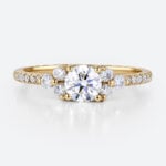 Yellow Gold Ring 0.5ct Round Cut Pavé Cluster Lab Diamond Ring