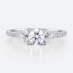 White Gold Ring 0.5ct Round Cut Pavé Cluster Lab Diamond Ring