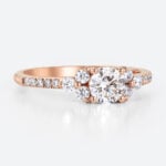 Round Cut Lab Grown Diamond Pavé Cluster 4-Prong Engagement Promise Ring (6)