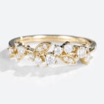 Yellow Gold Moissanite Leaf Curved Matching Wedding Band