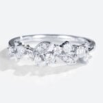 White Gold Moissanite Leaf Curved Matching Wedding Band
