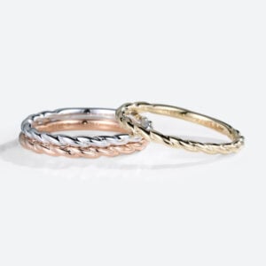 Simple Engagement Rings Solid Gold 3pcs Stacked Twisted Wedding Rings