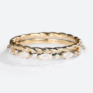 Moissanite Wedding Ring Set Yellow Gold Rings for Women