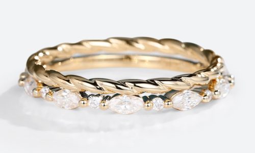 Moissanite Wedding Ring Set Yellow Gold Rings for Women