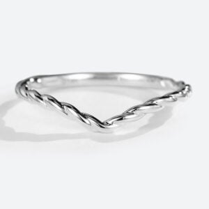 Solid White Gold 3/4 Eternity Twisted Wedding Band Simple Wedding Rings