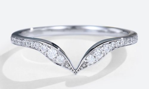 Solid White Gold Lab Diamond Curved Wedding Band Unique Half Eternity Stacked Wedding Rings (1) Solid White Gold Lab Diamond Curved Wedding Band Unique Half Eternity Stacked Wedding Rings (1)