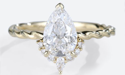 Yellow Gold 34 Eternity Pear Shaped Lab Diamond Twisted Engagement Ring (4) Yellow Gold 34 Eternity Pear Shaped Lab Diamond Twisted Engagement Ring (4)