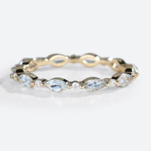 Aquamarine Eternity Band Full Eternity Vintage Aquamarine Ring in Yellow Gold