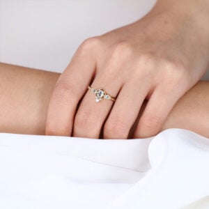 Yellow Gold Unique Aquamarine and Pearl Vintage Engagement Ring