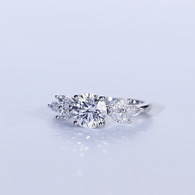 White Gold Rings Round Cut 4-Prong Lab Created Diamond Rings​
