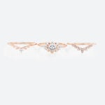 Rose Gold Princess Cut Lab Grown Diamond Leaf Wedding Ring Set