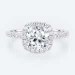 White Gold Cushion Cut Lab Grown Diamond Halo Engagement Ring