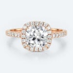Rose Gold Cushion Cut Lab Grown Diamond Halo Engagement Ring