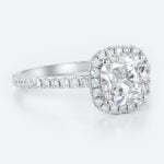 Cushion Cut Lab Grown Diamond Pave Halo 4-Prong Engagement Ring (5)
