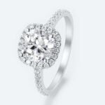 Cushion Cut Lab Grown Diamond Pave Halo 4-Prong Engagement Ring (7)