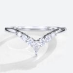 Kite Cut Moissanite White Gold Curved Matching Wedding Band