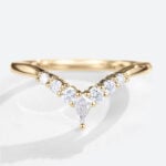 Kite Cut Moissanite Yellow Gold Curved Matching Wedding Band