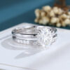 LisaJewelryUS Oval Cut 2CT Lab Grown Diamond White Gold Double Claw Engagement Ring Set 7