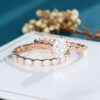 Oval Cut Moissanite Rose Gold Solitaire Engagement Ring Set